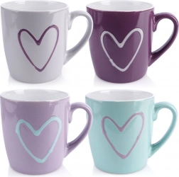 Tazze in ceramica con cuore 350 ml, set da 4
