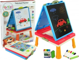 Tavolo per bambini 3 in 1 Lavagna Magnetica e a Gesso Blu