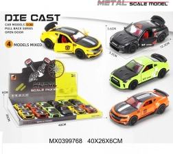 Macchinina sportiva in metallo 1:36 con porte apribili e meccanismo a retrocarica