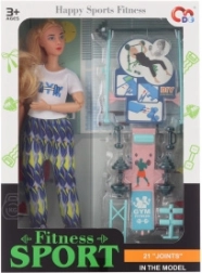 Bambola snodabile con accessori fitness