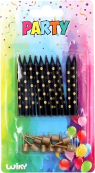 Candeline con supporti con pois dorati, 10 pz