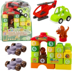 Set educativo di costruzioni dinosauri con lettere e numeri nello zainetto – 49 pezzi