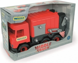 Camion dei rifiuti rosso MIDDLE TRUCK in scatola WADER