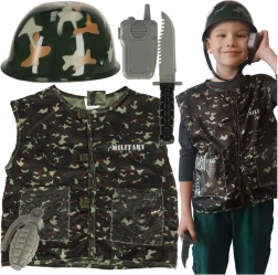 Costume militare per bambini con elmetto per bambini 3-8 anni