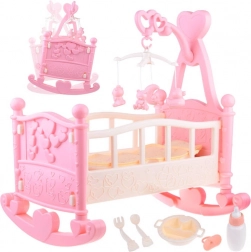 Grande culla per bambole con giostrina