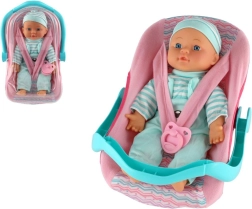 Bambola bebè con corpo morbido nel seggiolino con ciuccio 30 cm
