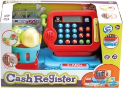 Cassa per bambini con accessori per gioco di negozio