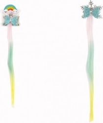 Fermaglio per capelli con fiocco a fiocco e treccia arcobaleno