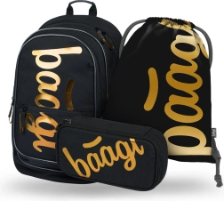 SET 3 pz BAAGL Core Metallic Bronze: zaino, astuccio, sacchetto