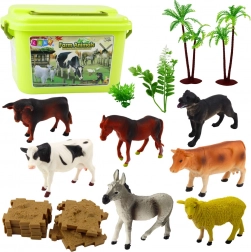 Set di figurine di animali con alberi e valigetta 57 pezzi