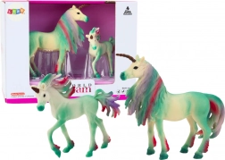 Figure da collezione unicorni verdi – adulto e cucciolo, set 2 pz