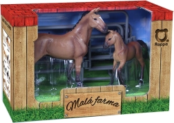 Set di cavallini con recinto - marrone con macchia bianca