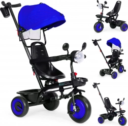Triciclo per bambini 3 in 1 con sedile girevole e cappottina, blu, ECOTOYS
