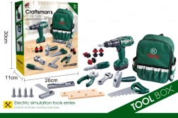 Zainetto del piccolo tuttofare con attrezzi e trapano