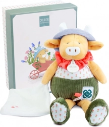 Set regalo Doudou mucca Aneth con coperta verde 28 cm