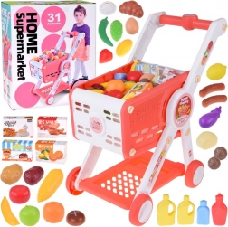 Carrello della spesa per bambini con alimenti e accessori per il gioco del negozio