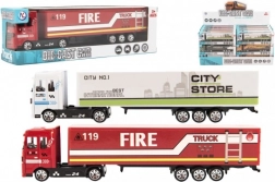 Camion con rimorchio – cabina in metallo, ruote libere, 19 cm