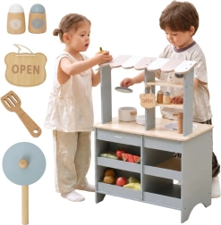 Cucina e negozio in legno VIGA PolarB 2 in 1 con accessori