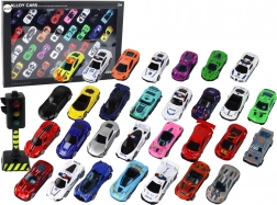 Set di Modelli di Automobiline in Alluminio in Scatola 30 Pezzi Auto Sportive Polizia