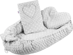 Nido lussuoso con cuscinetto e copertina New Baby in minky Cuoricino grigio
