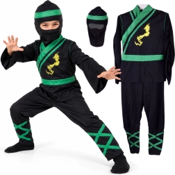 Costume da ninja per bambini con dettagli verdi, taglia M