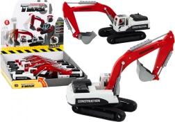 Escavatore cingolato metallico rosso e bianco