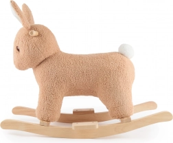 Bieco coniglietto a dondolo Fine in bouclé su pattini in legno