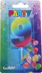 Candela di compleanno numero 9 Arcobaleno