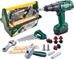 Woopie grande set di attrezzi per bambini in valigetta con trapano avvitatore a batteria, 15 pz