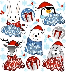 Toppe natalizie con animali su piccolo foglio