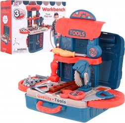 Set di attrezzi 3 in 1 per bambini con valigetta, banco da lavoro e tavolino