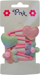 Fermagli per capelli per ragazze – fiore e cuore, set da 4 pezzi
