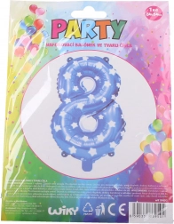 Palloncino gonfiabile blu numero 8 con stelline