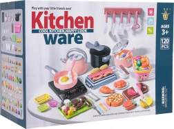 Mega set da cucina per bambini con stoviglie e alimenti, 120 pezzi
