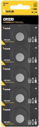 Batteria a bottone al litio Technik Platinum CR1220 3V – confezione da 5 pezzi