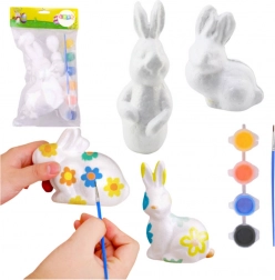 Set per dipingere decorazioni in polistirolo 4 conigli con colori e pennello