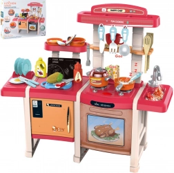 Cucina doppia per bambini rossa 70 cm, 45 pezzi