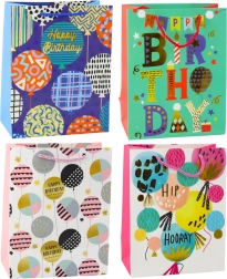 Busta regalo di carta per compleanno 23 × 18 × 10,5 cm – motivi colorati