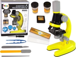 Microscopio per bambini con kit di accessori 100×/400×/1200× – giallo