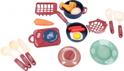 Set da cucina per bambini con fornello, stoviglie e alimenti giocattolo