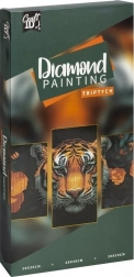 Pittura diamantata su telaio – tigre trittico 40 × 20 cm + 30 × 20 cm