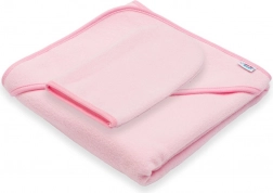 Asciugamano in spugna per bambini con cappuccio New Baby Basic 80 × 80 cm rosa