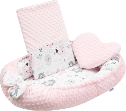 Lussuoso nido per bambini con cuscinetto e copertina in minky rosa NEW BABY