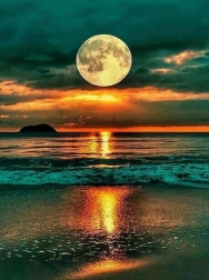 Pittura diamantata Luna piena sull’oceano