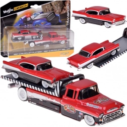 Set in metallo Maisto 1:64 – carro attrezzi CHEVROLET Flatbed 1957 e CHEVROLET Bel Air