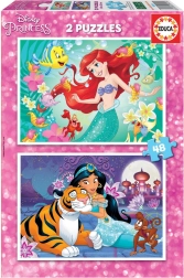 EDUCA Puzzle Disney principesse: Ariel e Jasmine 2x48 pezzi