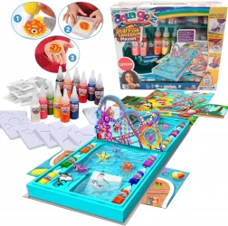 Aqua Gelz – grande set creativo Laguna, 12 gel colorati e stampini