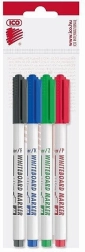 Set di pennarelli per lavagne bianche, punta fine, 4 colori