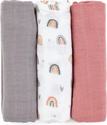 Petite&Mars pannolini in mussola di bambù Moussy rose rainbows 3 pz 68 × 68 cm