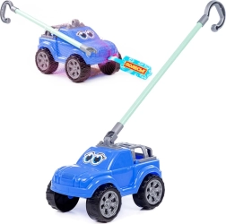 Macchinina blu con maniglia per bambini